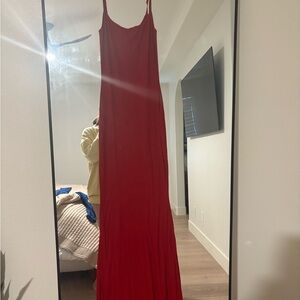 SKIMS Red Slip Maxi Dress